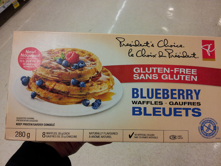 Blueberry gluten free waffles - President's choice